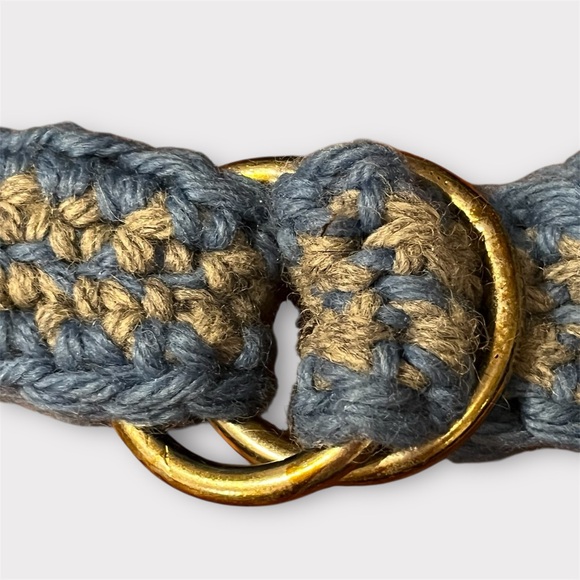 Vintage Handwoven Wool and Brass Ring Belt - Picture 4 of 8